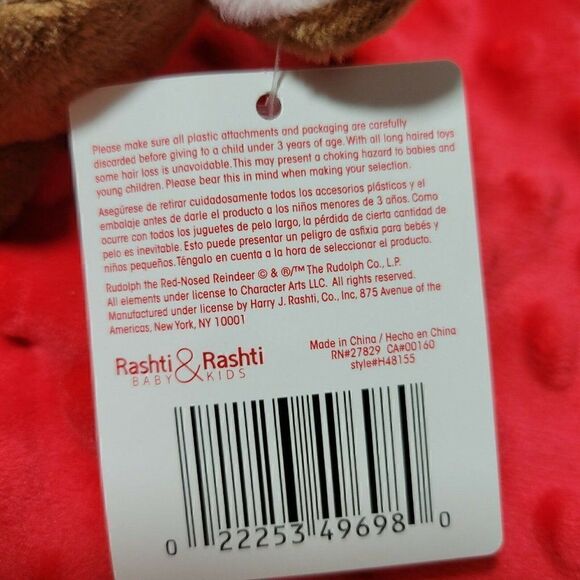 Rudolph Red Nosed Reindeer Lovey Security Blanket MY FIRST RUDOLPH 12x12 NWT - Picture 11 of 11